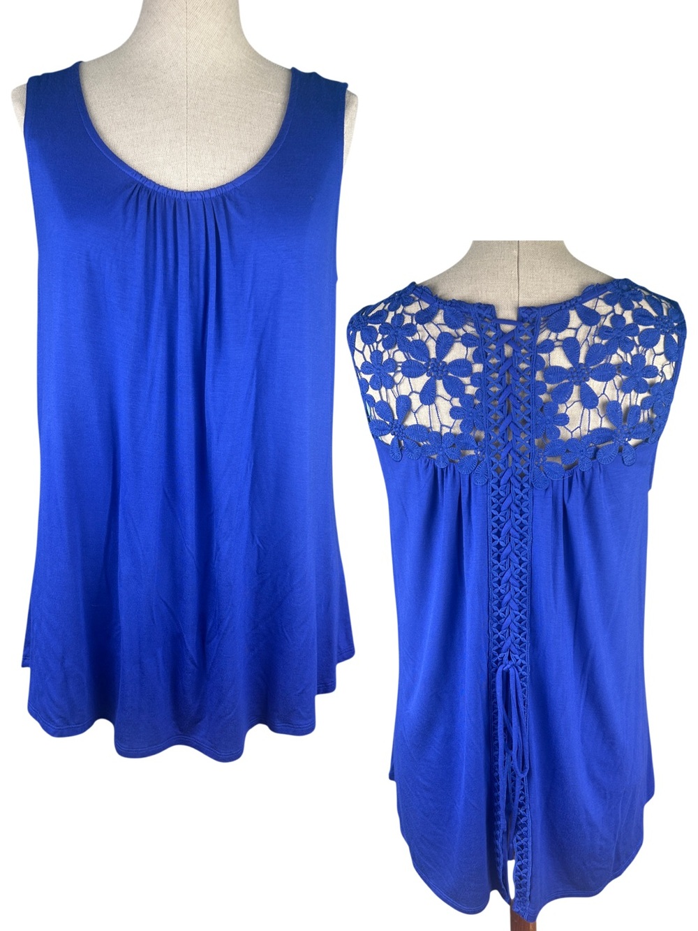 Sleeveless Scoop Neck Tank Top in Royal Blue